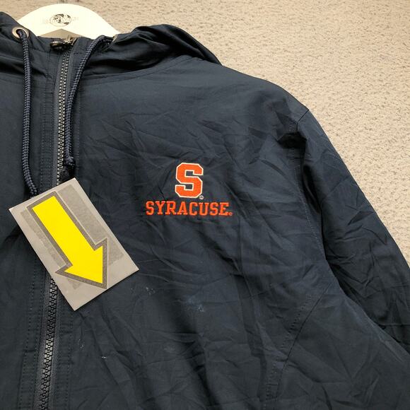 Syracuse Champion Sherpa Lined Stadium Jacket Mens Medium Navy Sideline Coat - Picture 4 of 9